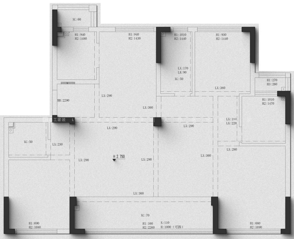 140㎡意式风格户型图装修案例