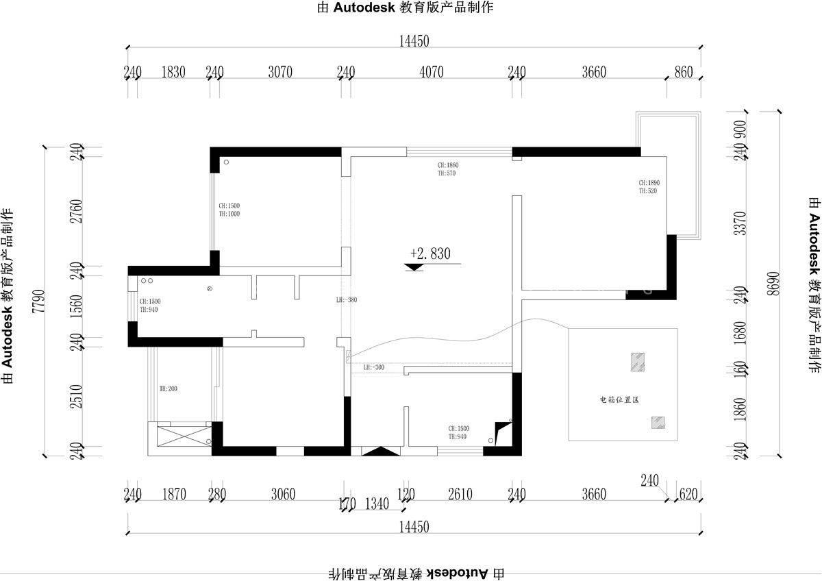 75㎡现代风格户型图装修案例