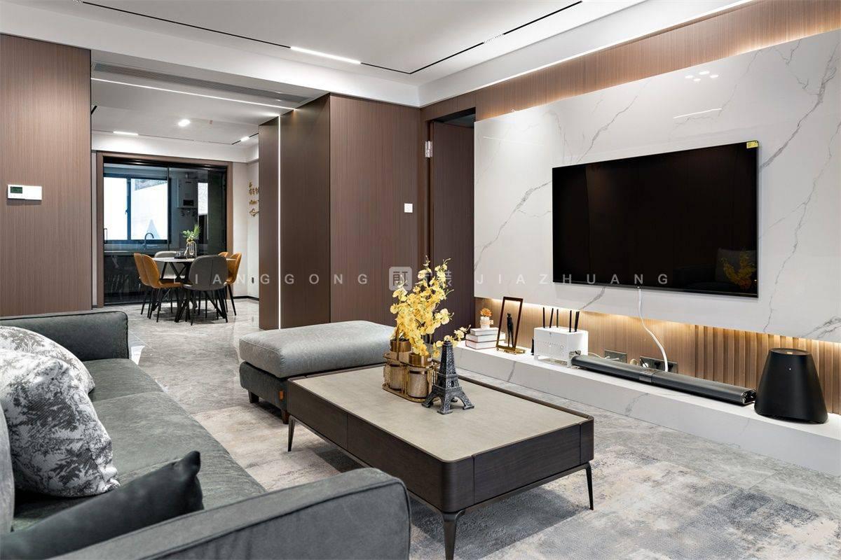 120㎡轻奢风格客厅装修案例