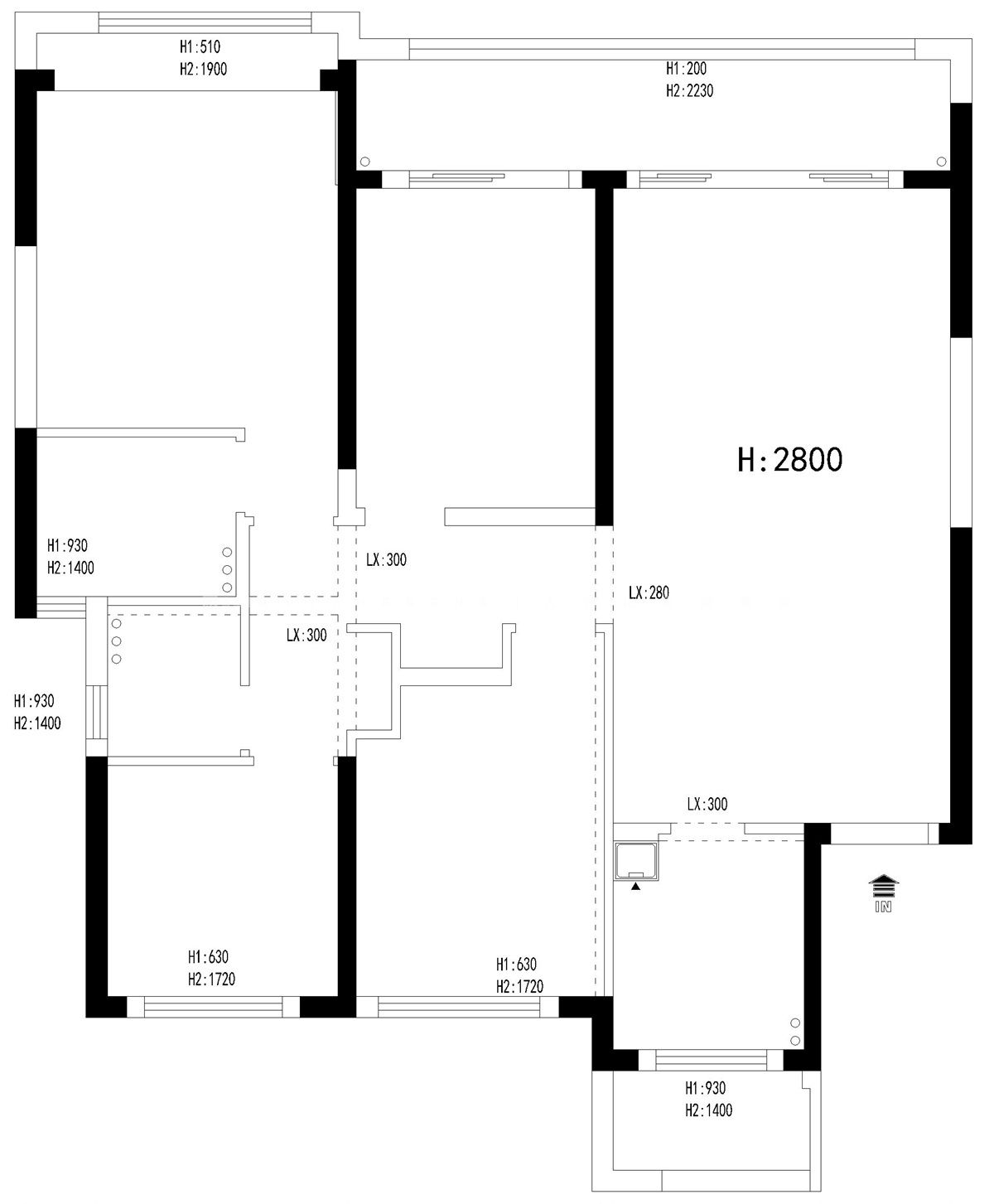 112㎡现代风格户型图装修案例