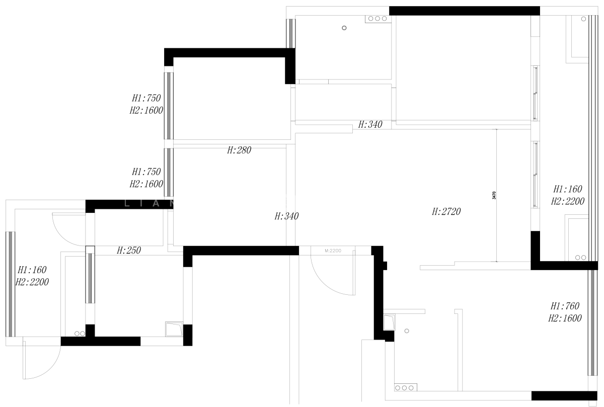 120㎡现代风格户型图装修案例