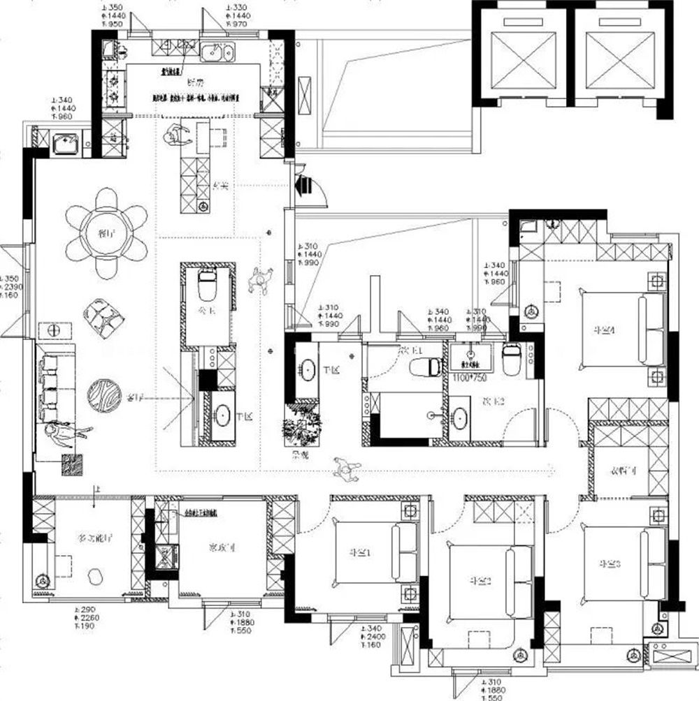 180㎡意式风格户型图装修案例