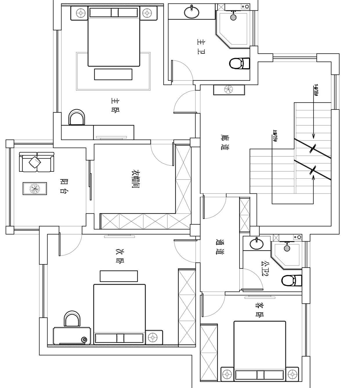 260㎡新中式风户型图装修案例