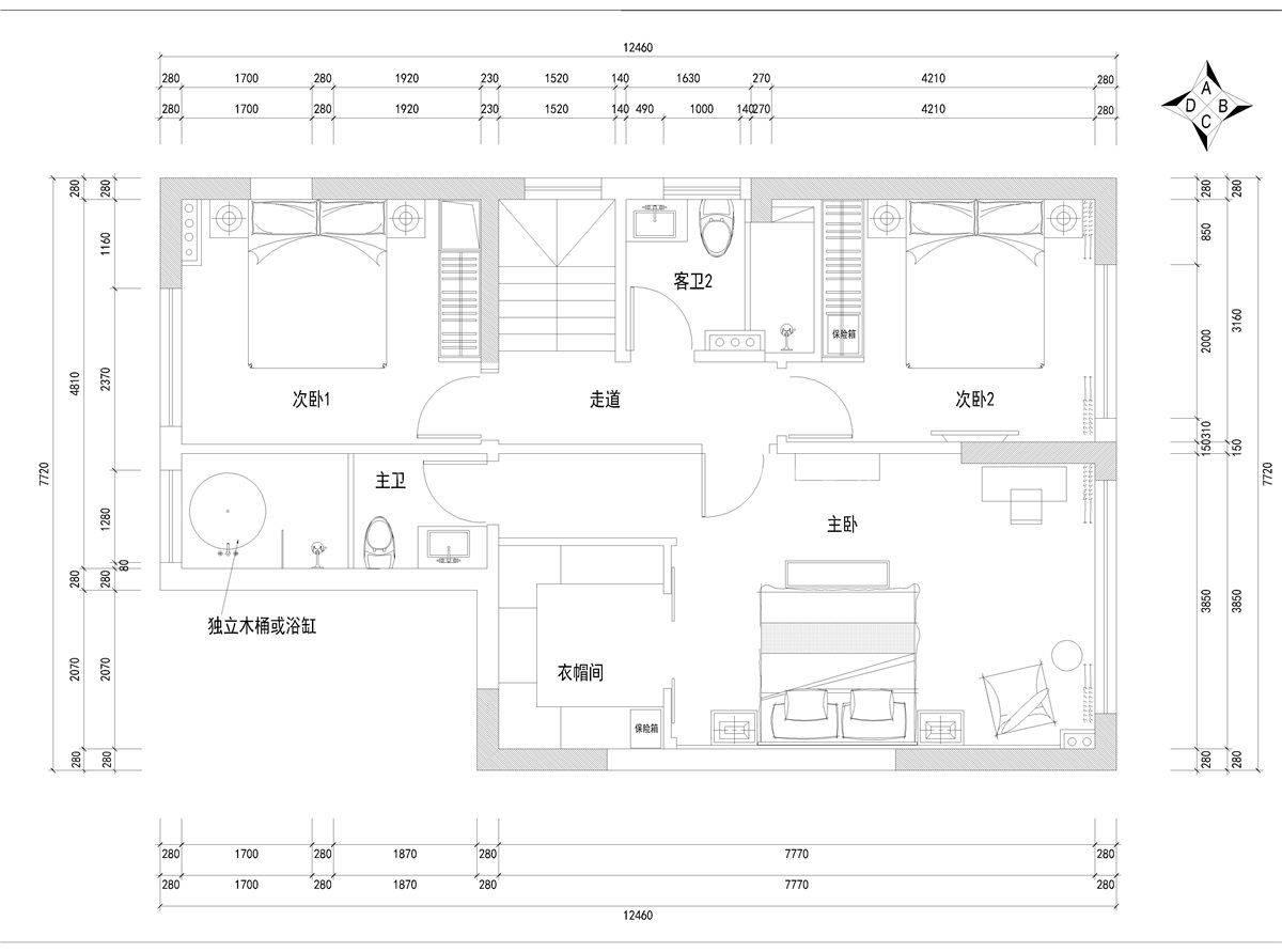 180㎡现代风格户型图装修案例