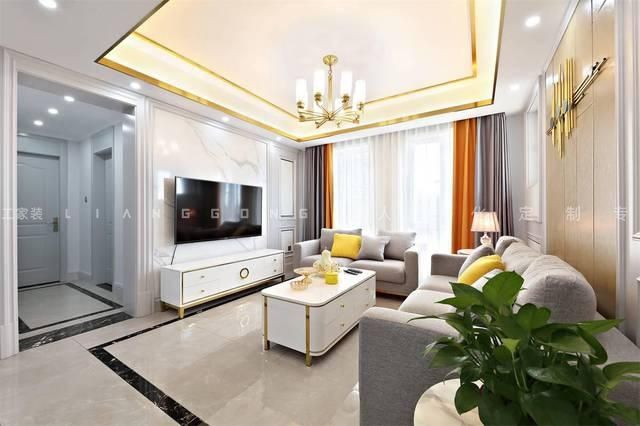 124㎡轻奢风格客厅装修案例