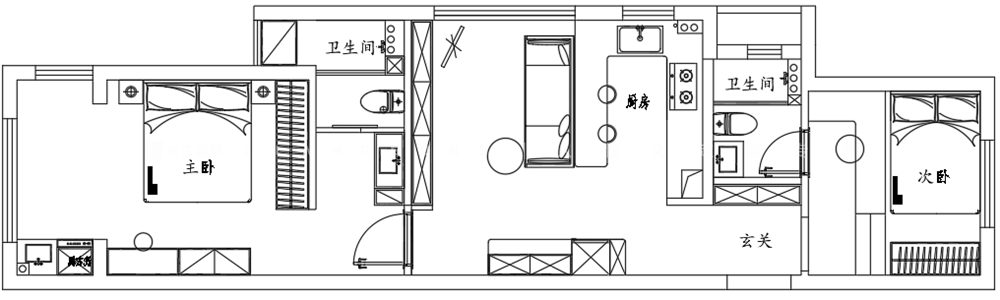 80㎡法式风格户型图装修案例