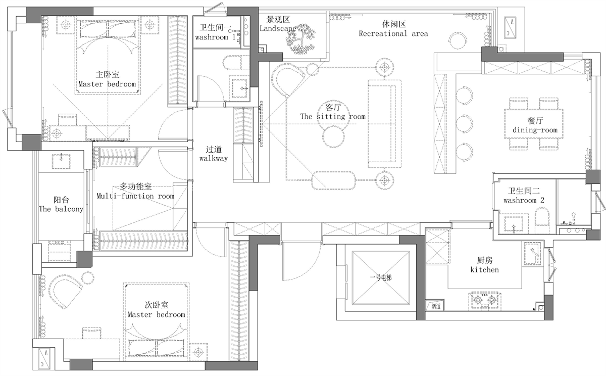 135㎡现代风格户型图装修案例
