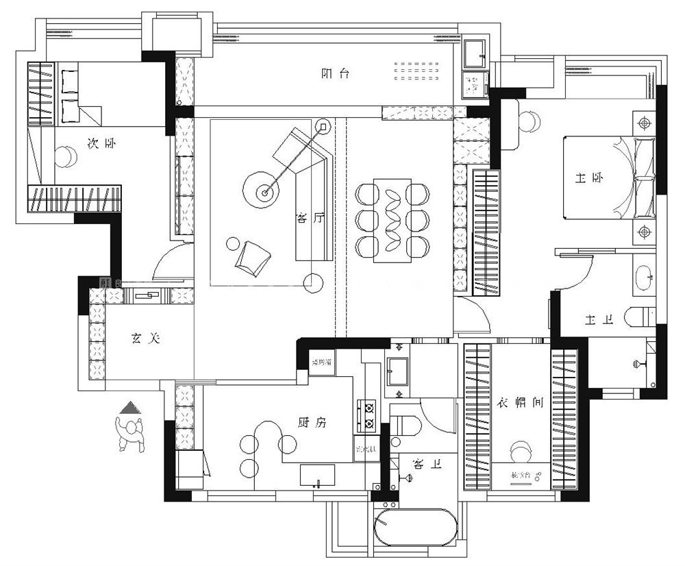 120㎡法式风格户型图装修案例