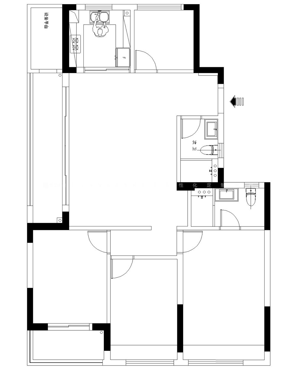139㎡新中式风户型图装修案例