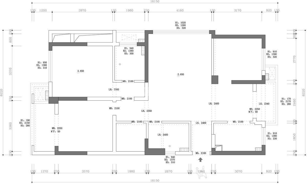136㎡新中式风户型图装修案例